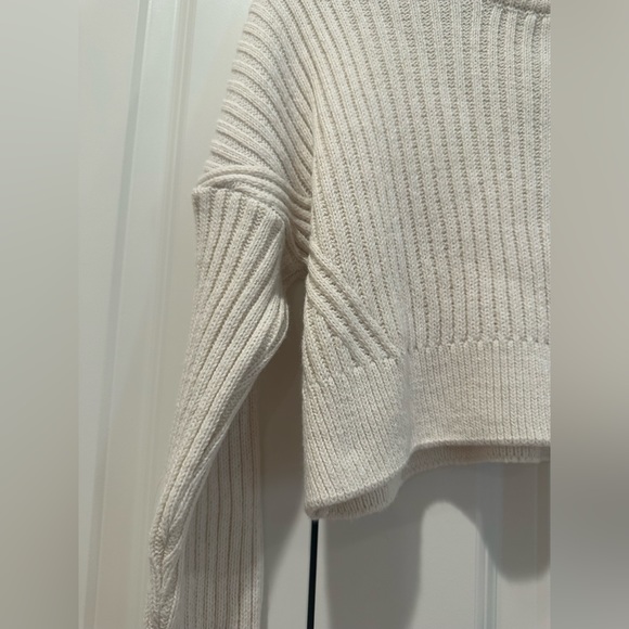 UO Big Sur Ribbed Pullover Sweater | Cropped Ribbed Crewneck | Cream | XS - Picture 6 of 10